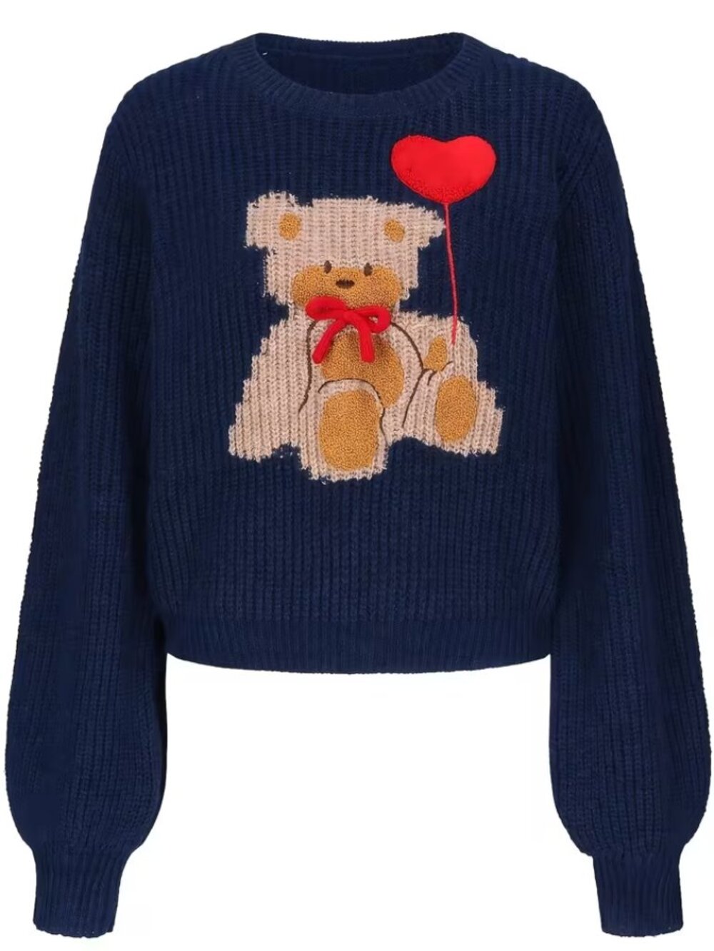 Navy Teddy Bear Knit Sweater with Red Heart Balloon 🎈TEMPORARILY UNAVAILABLE DO